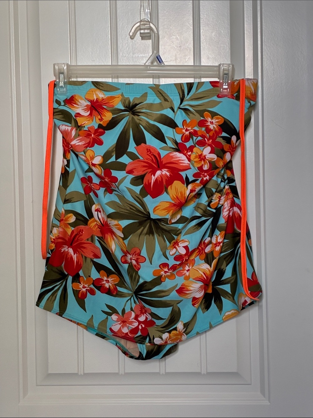 White Stag 1XL/16  Floral One-Piece Swimsuit in vibrant Aqua, Coral & Yellow